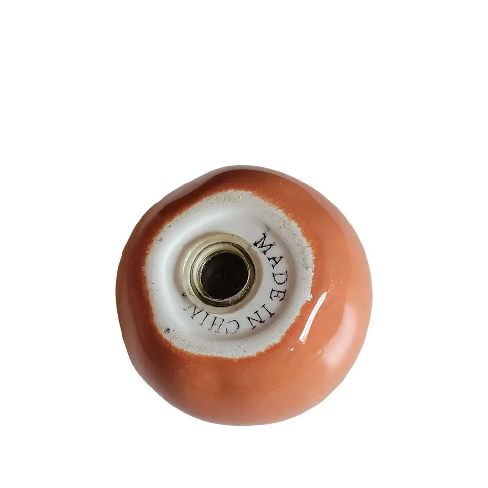 Tomato Persimmon‎ Fruit Salt or Pepper Shaker Orange Ceramic Glossy Farmhouse